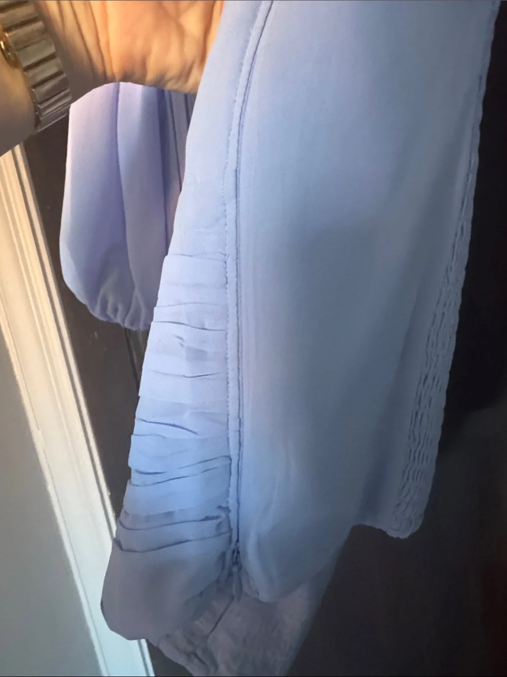 Abercrombie & Fitch Periwinkle Ruched Square-Neck Puff-Sleeve Top